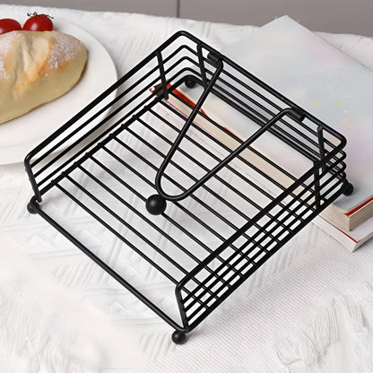 Vurast Minimalist Iron Napkin Holder with Weighted Tension Arm - Modern Metal Square Paper Countertop Dispenser for Kitchen and Dining Tables