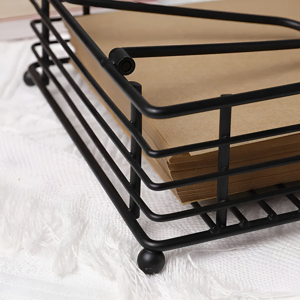 Vurast Minimalist Iron Napkin Holder with Weighted Tension Arm - Modern Metal Square Paper Countertop Dispenser for Kitchen and Dining Tables